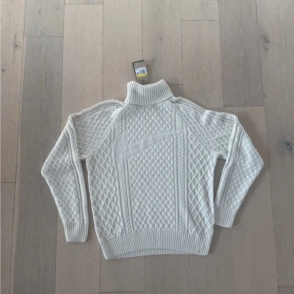 Nike Life Men's Cream Cable Knit Turtleneck Sweater Size Small - FB7770-072 - Picture 6 of 12